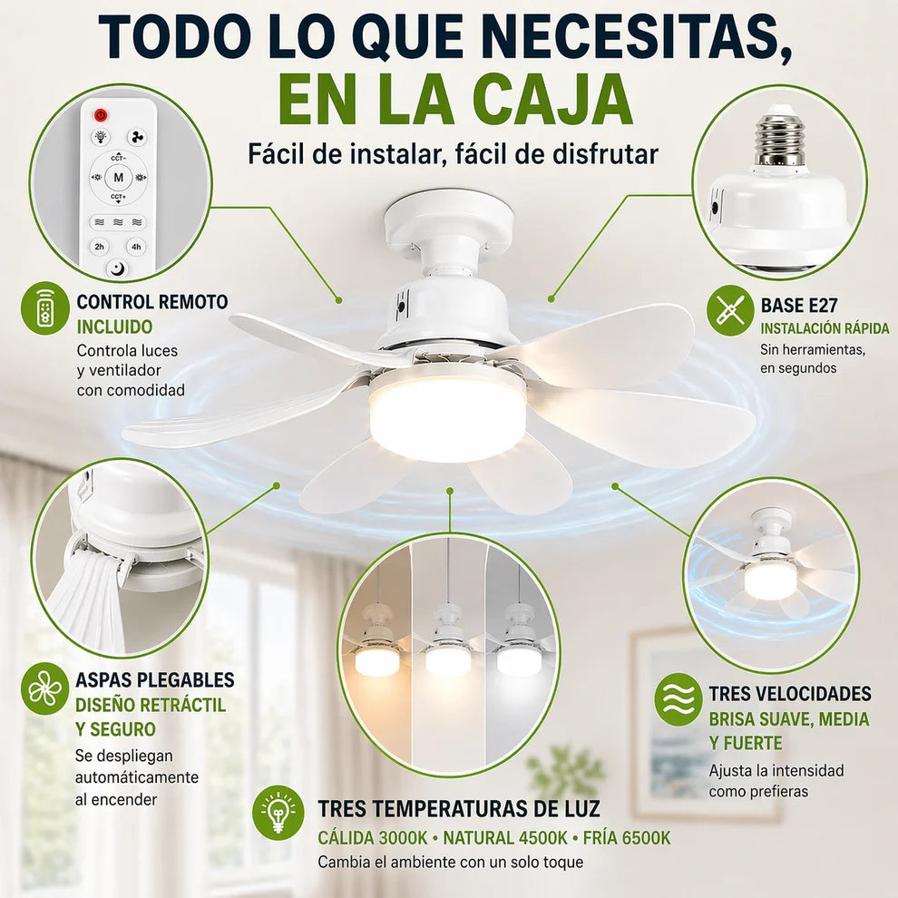 Ventilador Techo con Luz