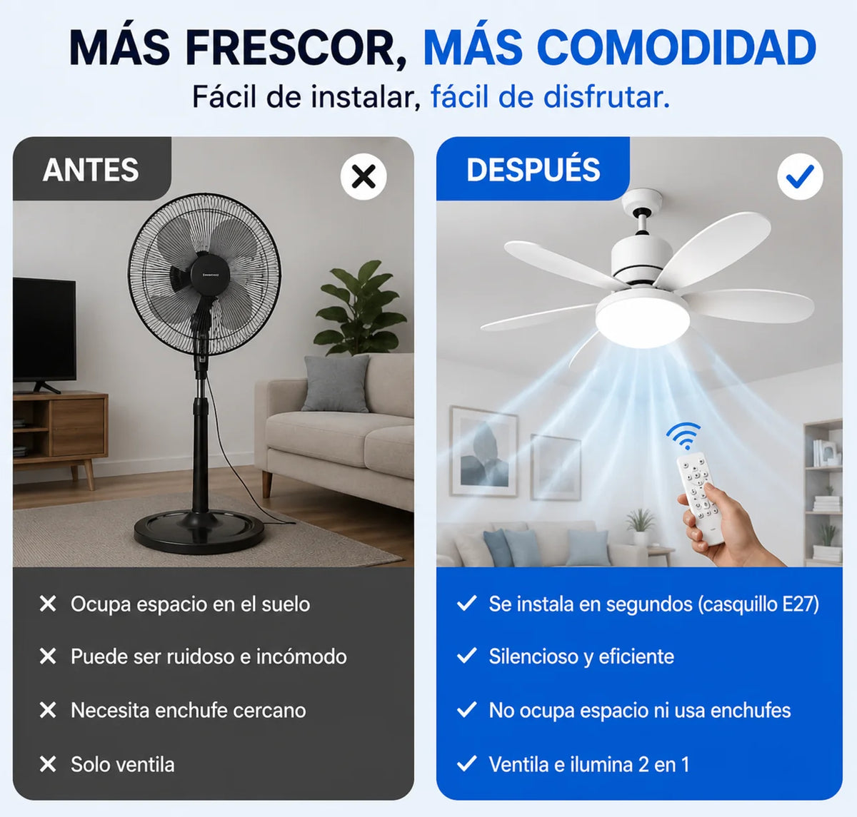 Ventilador Techo con Luz